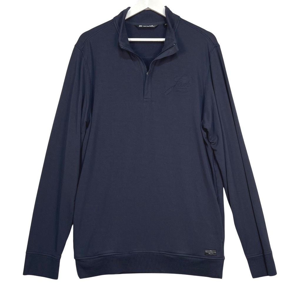 Travis Mathew Newport Navy Blue Quarter Zip Pullover Mens L TM1MU419 Josh Cellar